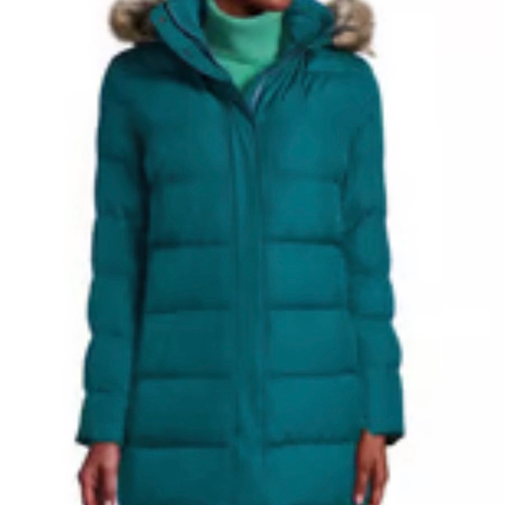 Lands' End Women's Teal Puffer Jacket